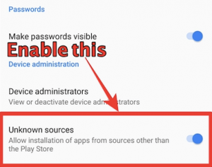 enable  unknown sources